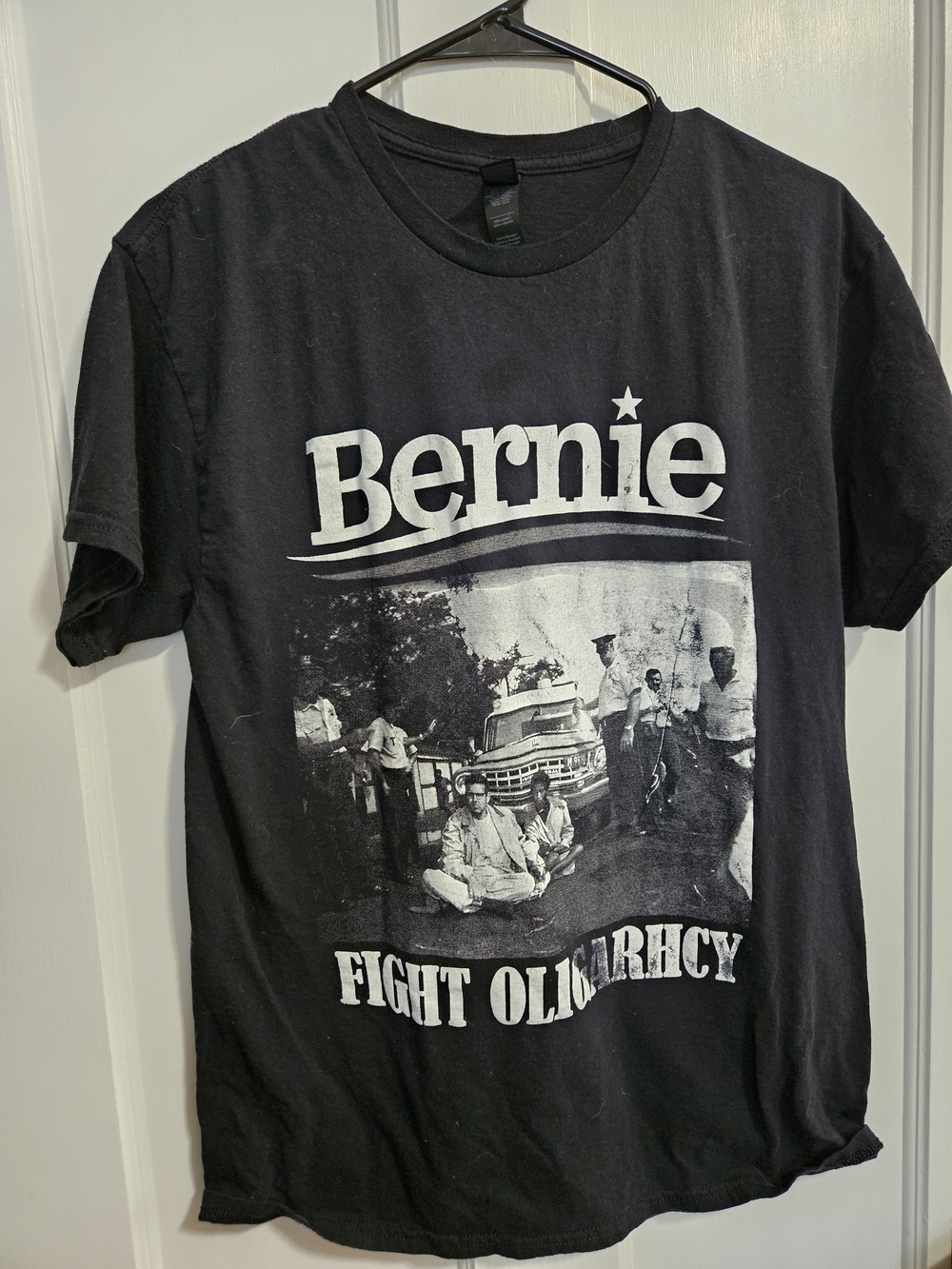 Bernie Sanders Fight Oligarchy Black Graphic Tee